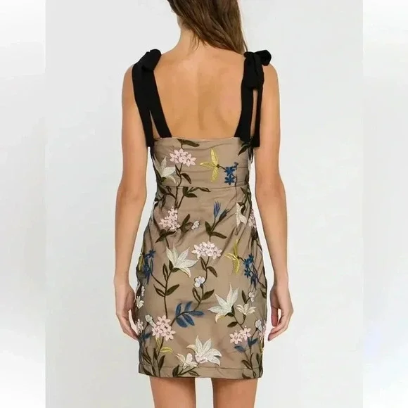 Endless Rose floral embroidered and sequined mini dress tie shoulders large Endless Rose floral embroidered and sequined mini dress tie shoulders large